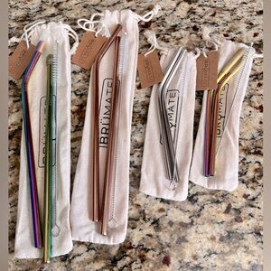 Four Brumate Reusable Stainless Steel Straw Sets